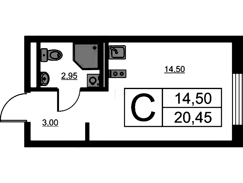Квартира студия 20.45 м², 3/16 эт., ЖК «Avenue Apart Pulkovo»
